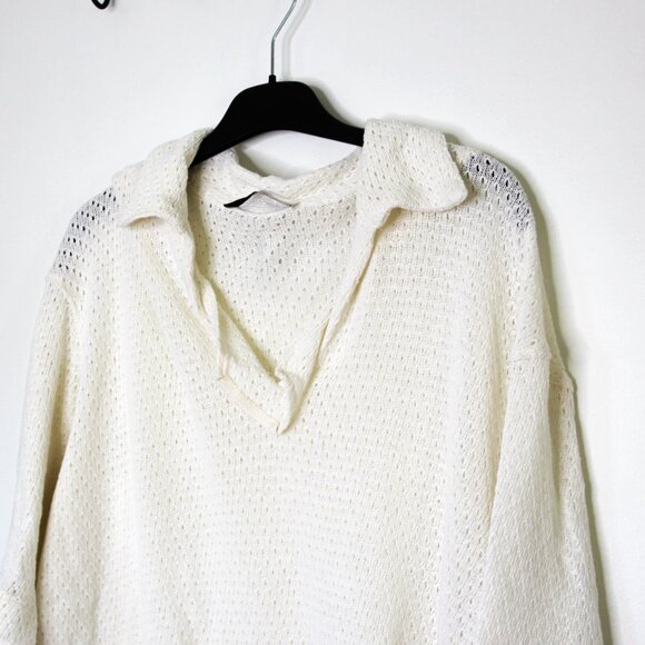 BNWT SS25 I'M BRIAN OPENWORK KNIT JOHNNY COLLAR POLO L - Picture 4 of 12